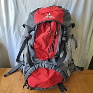 Deuter Futura 32 AC Backpack Red/Gray with Rain Cover and MSR Water Bladder Bag